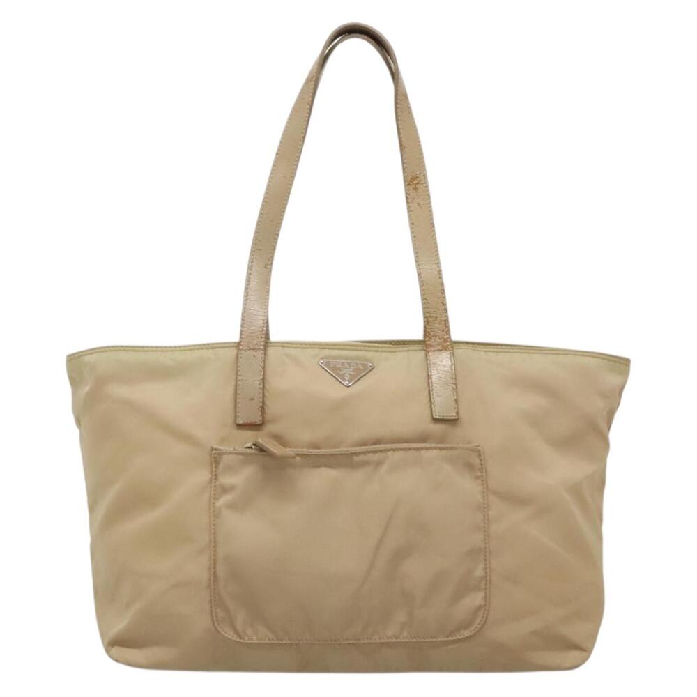 PRADA Tote Bag Nylon Beige Silver - Picture 2 of 9